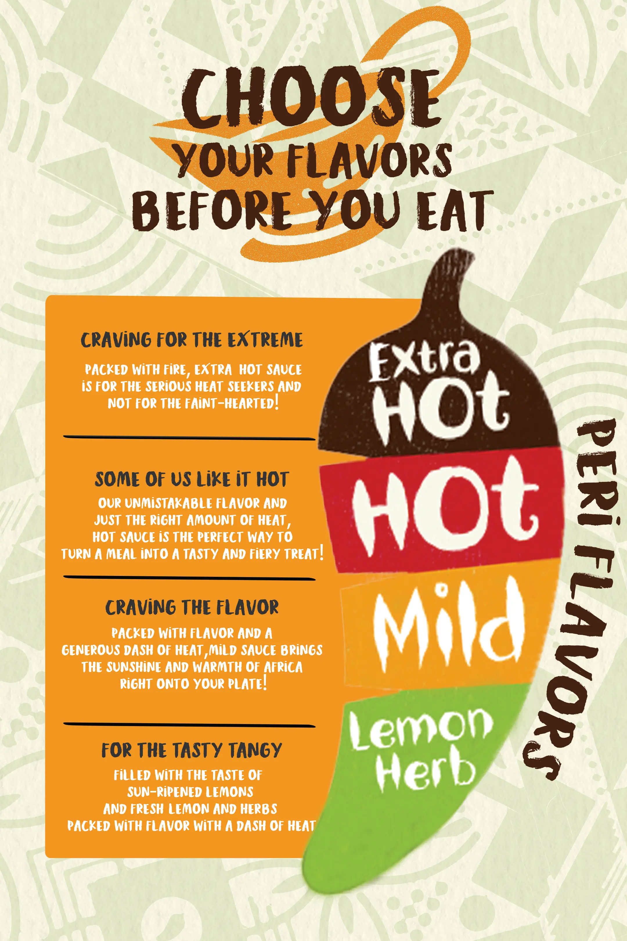 Choose Your Flavors Before You Eat - Roosters Peri Peri